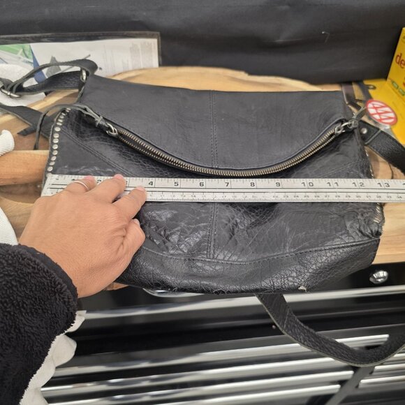 The SAK Silverlake Black Leather Studded Fringe Crossbody Shoulder Bag - Picture 9 of 13